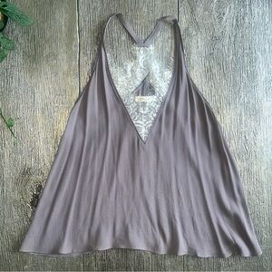 Mustard Seed Cami Top Women Size Small Purple Sleeveless With Laced Back